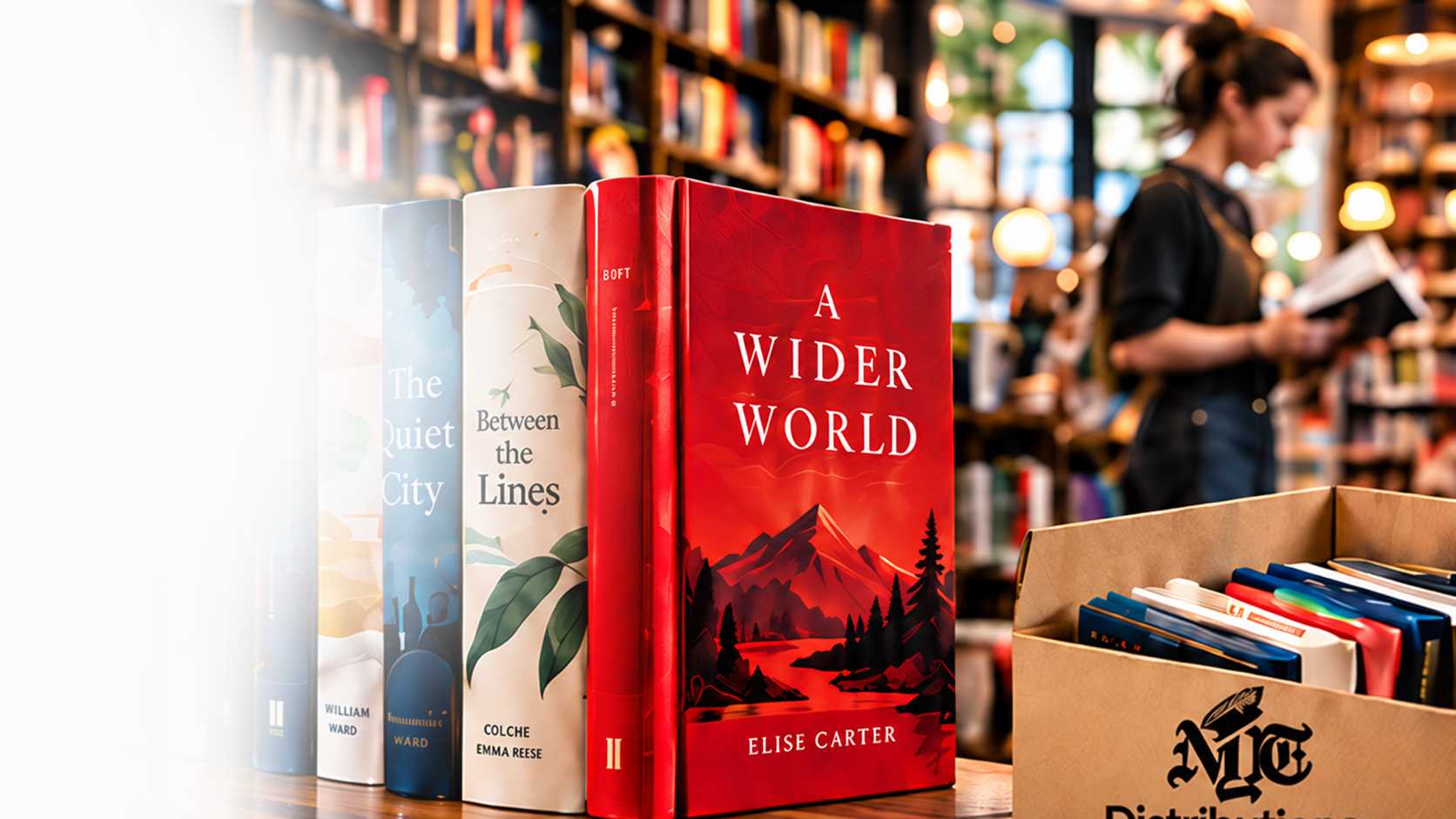 A curated collection of books in a bookshop